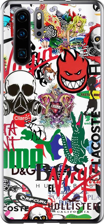 Чехол на Huawei P30 Pro Many different logos (4022t-1621-42517) Чехол на Huawei P30 Pro Many different logos (4022t-1621-42517)