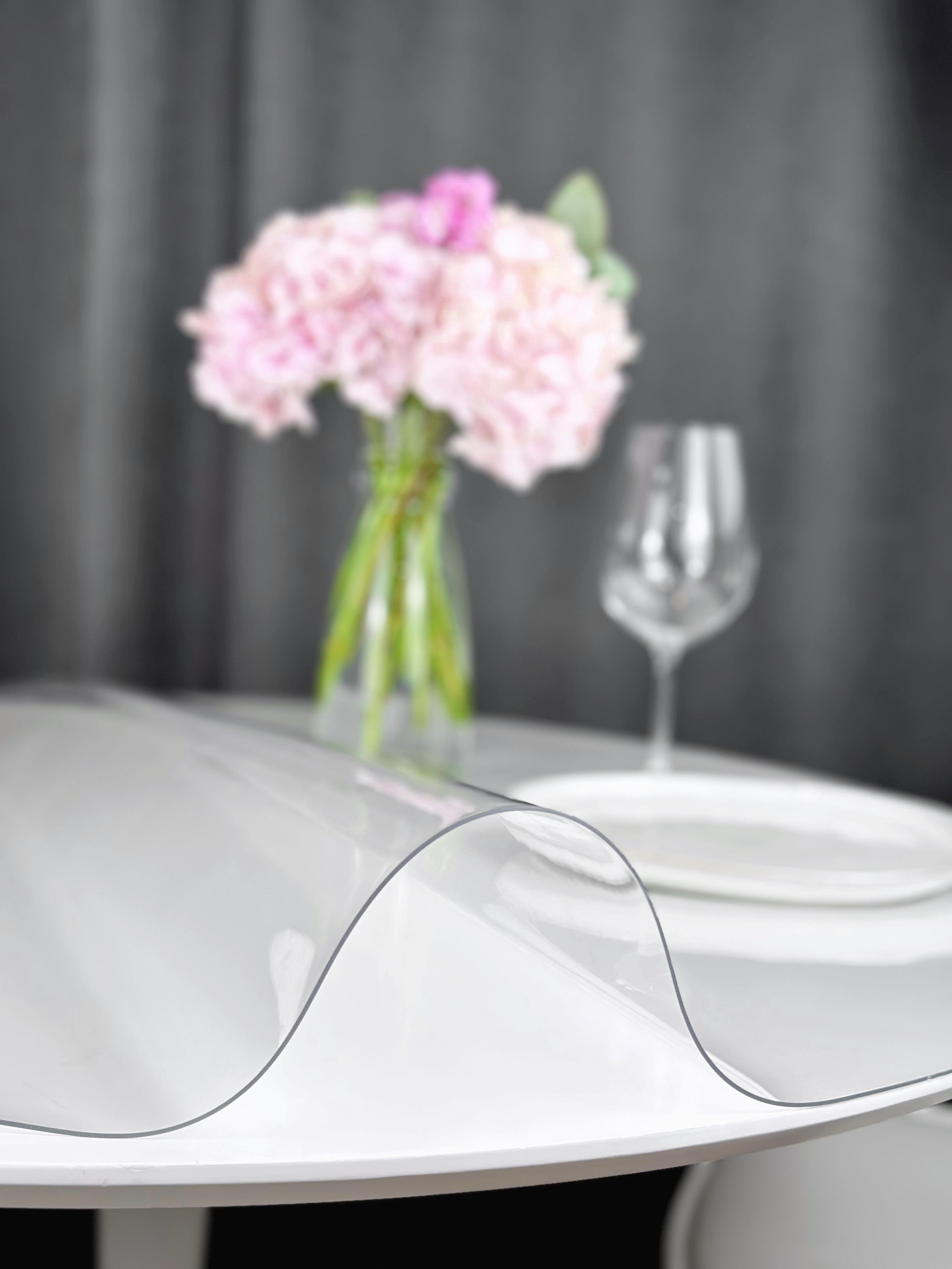 Скатертина силіконова круг Crystal м'яке скло ∅ 105 см/1,5 мм 1500 мікрон (1150-68) - фото 3