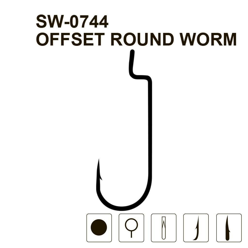 Крючки офсетные MiniMax Offset Round Worm SW-0744 №3/0 5 шт. - фото 2