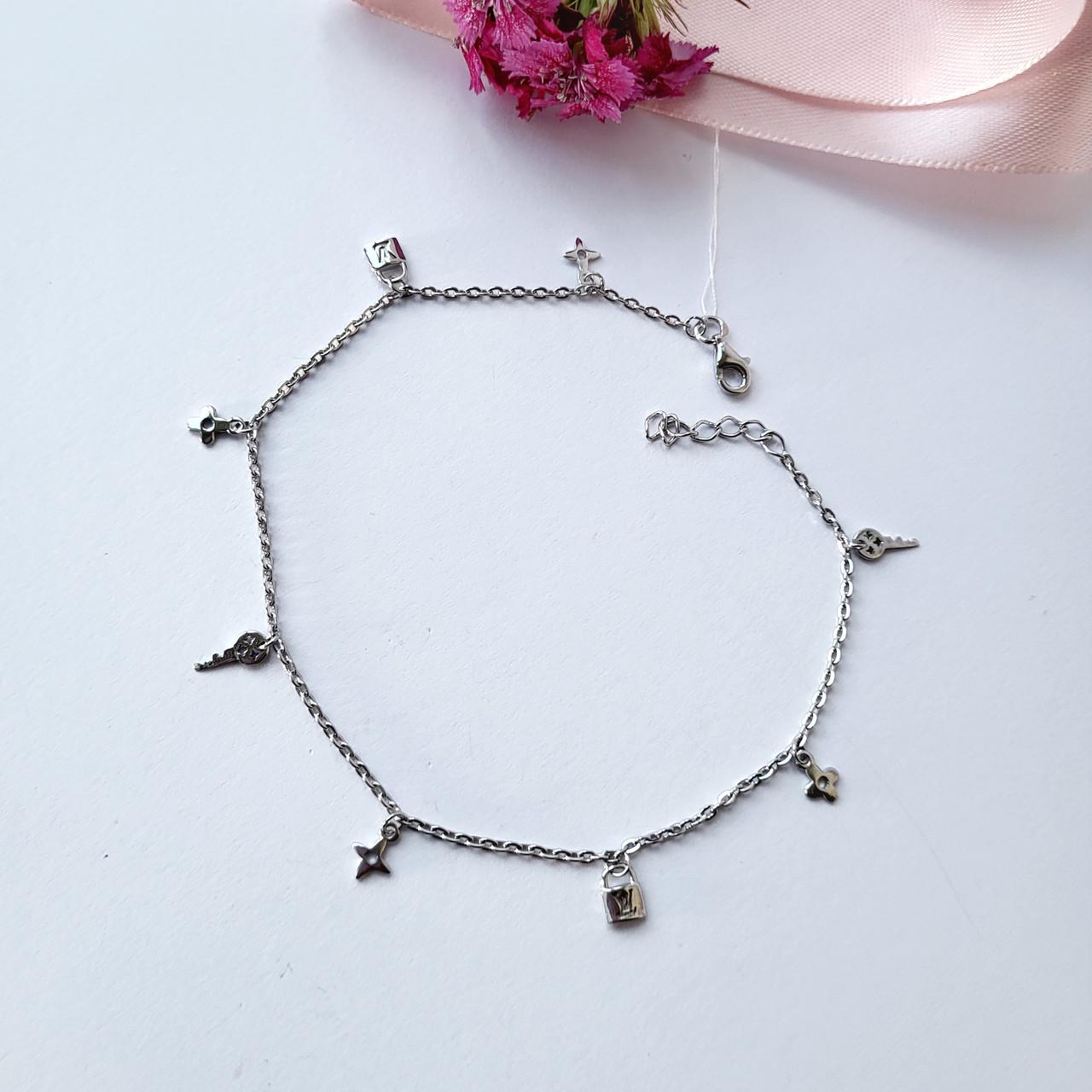 Браслет на ногу с подвесками без камней 24-26 см 925 пробы 3,80 г (22387нр)