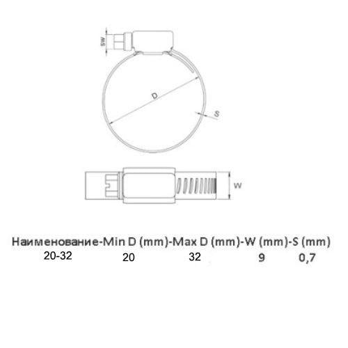 Хомут червячный Apro HCN-07 W2 20-32 мм 50 шт. - фото 4