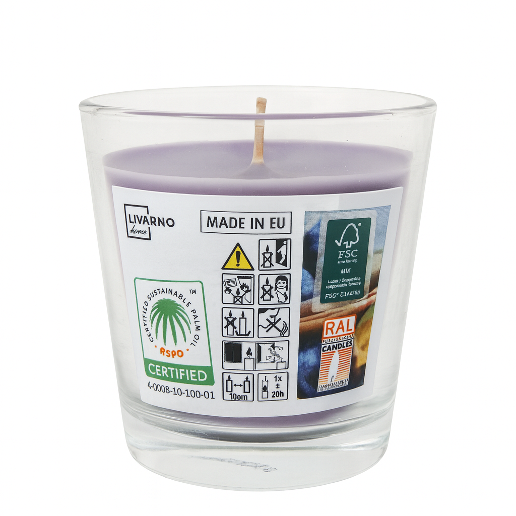 Аромасвічка в скляному стакані Livarno Home RAL/RSPO зимова слива 80-90 г (30991758)