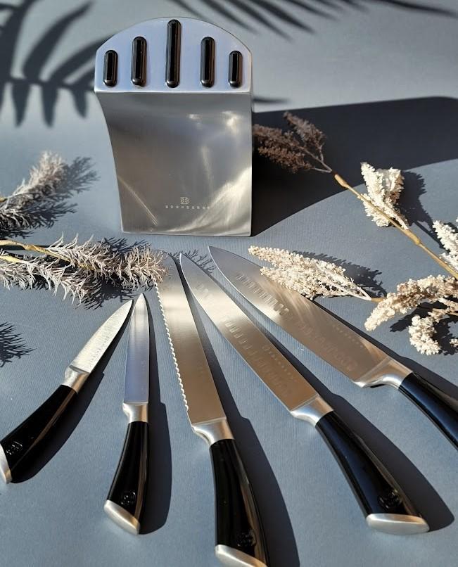 Набор ножей на подставке Edenberg EB-11002 6 предметов Черный (2530555706) - фото 5 Набор ножей на подставке Edenberg EB-11002 6 предметов Черный (2530555706) - фото 5