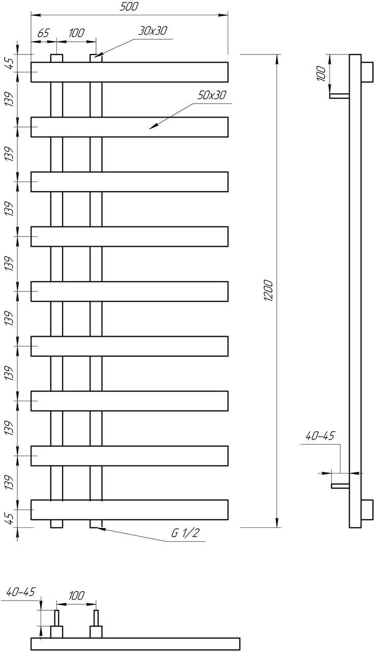 Полотенцесушитель S-Mix Stone 1200х500 мм Черный (1526871648) - фото 2