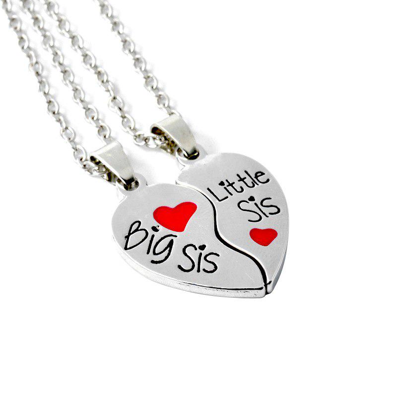 Подвески для сестер Big Sis & Little Sis знак любви и связи (R8021)