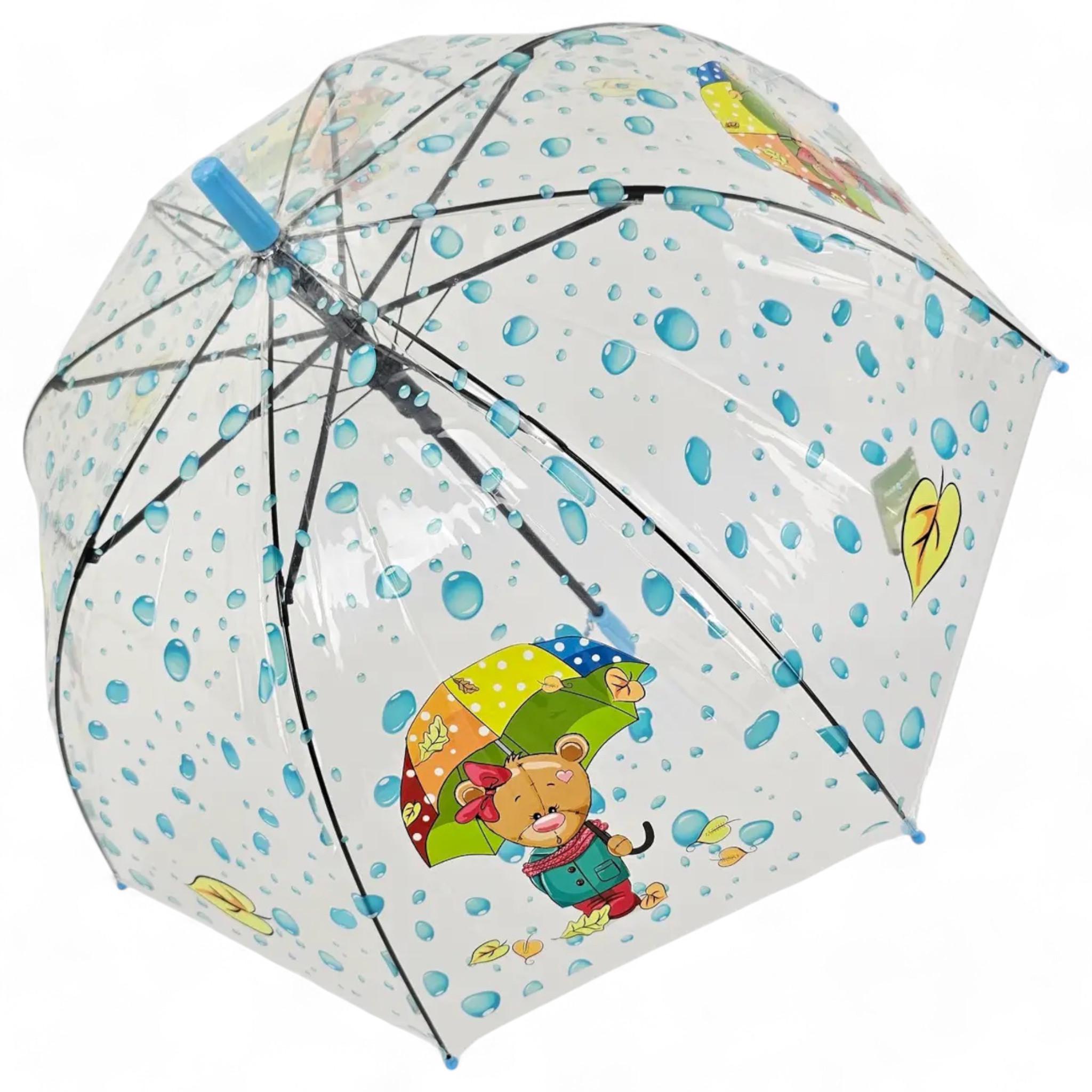 Парасолька тростина Rain ProoF Teddy Bear Adventure напівавтомат на 8 спиць Light Blue