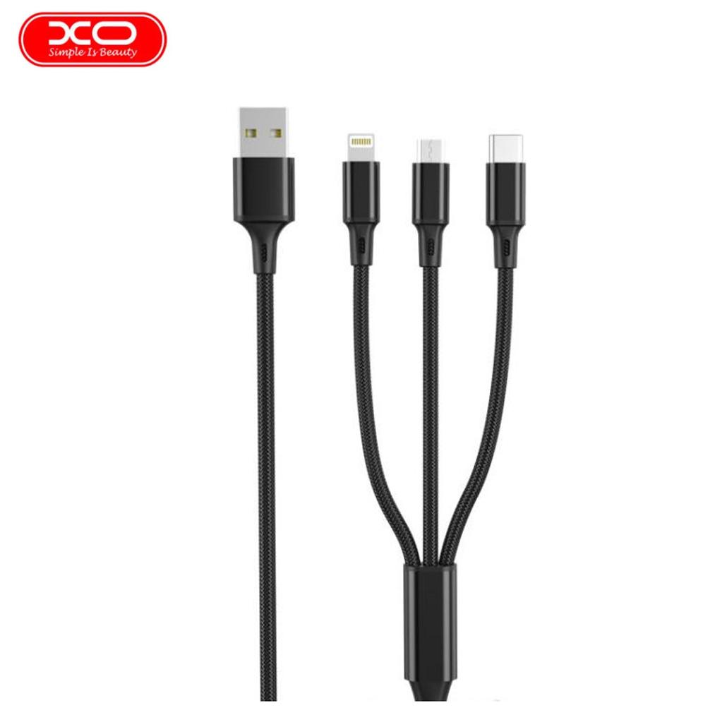 Кабель USB универсальный XO NB173 3в1 USB/Lightning/MicroUSB/Type-C 1,2 м Черный - фото 4