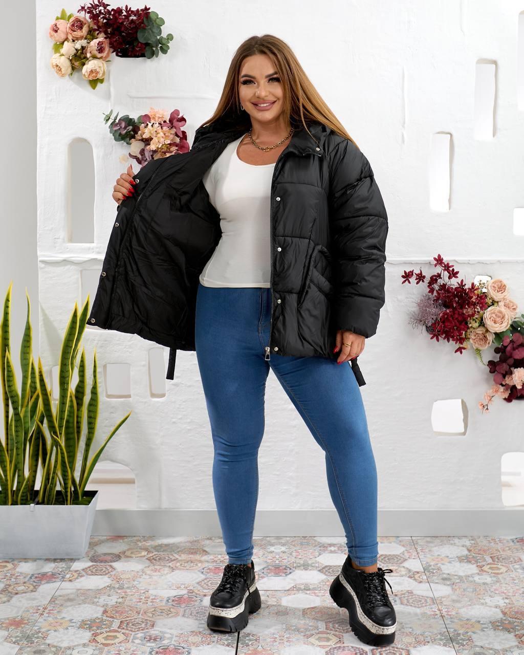 Куртка-пуховик женская зимняя до -20°С 3XL Черный (OV-9623BL-3XL) - фото 8