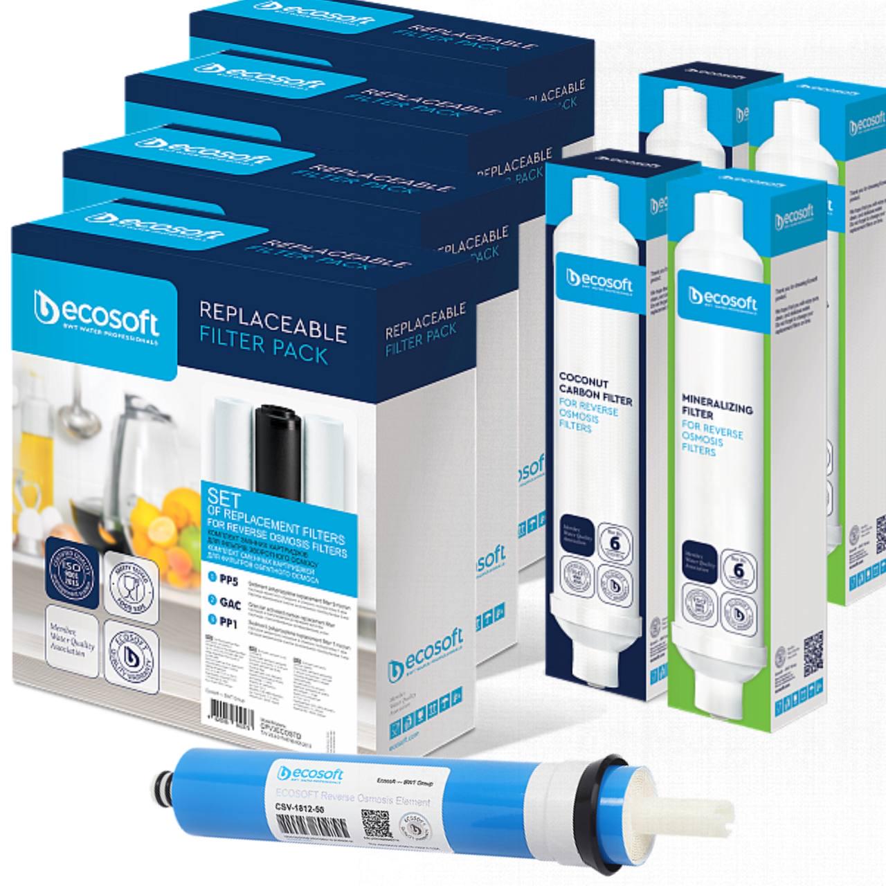 Набір картриджів Ecosoft для фільтра зворотного осмосу Standard з мінералізатором