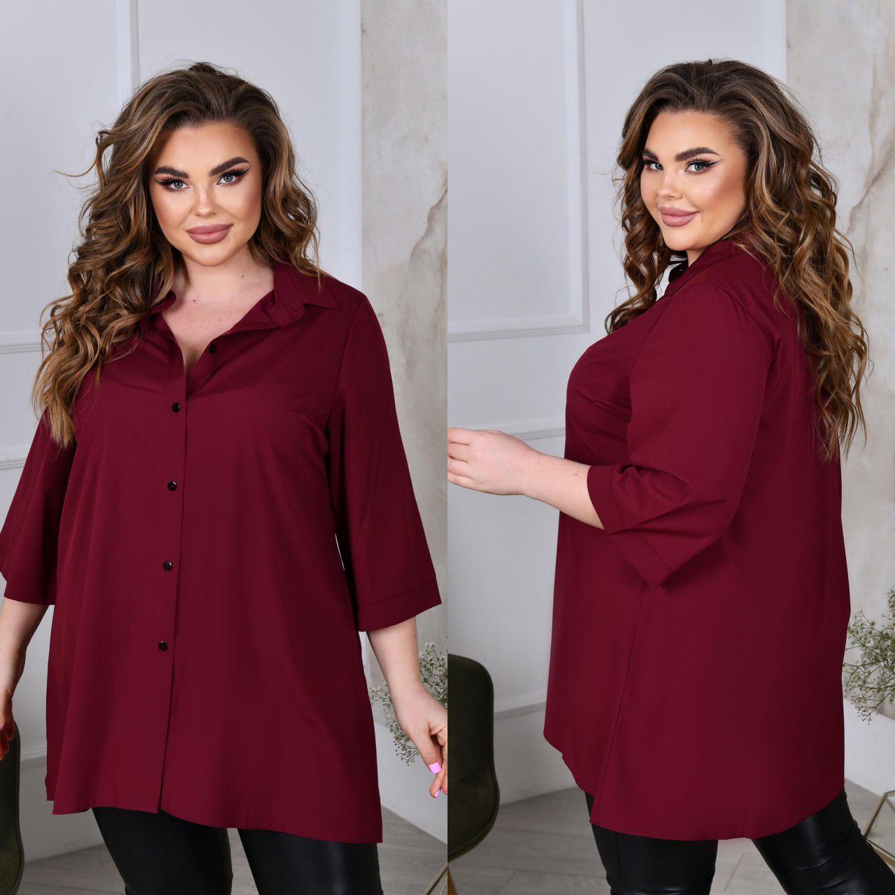 Блузка свободного фасона р. 52-54 Марсала (7018) - фото 2