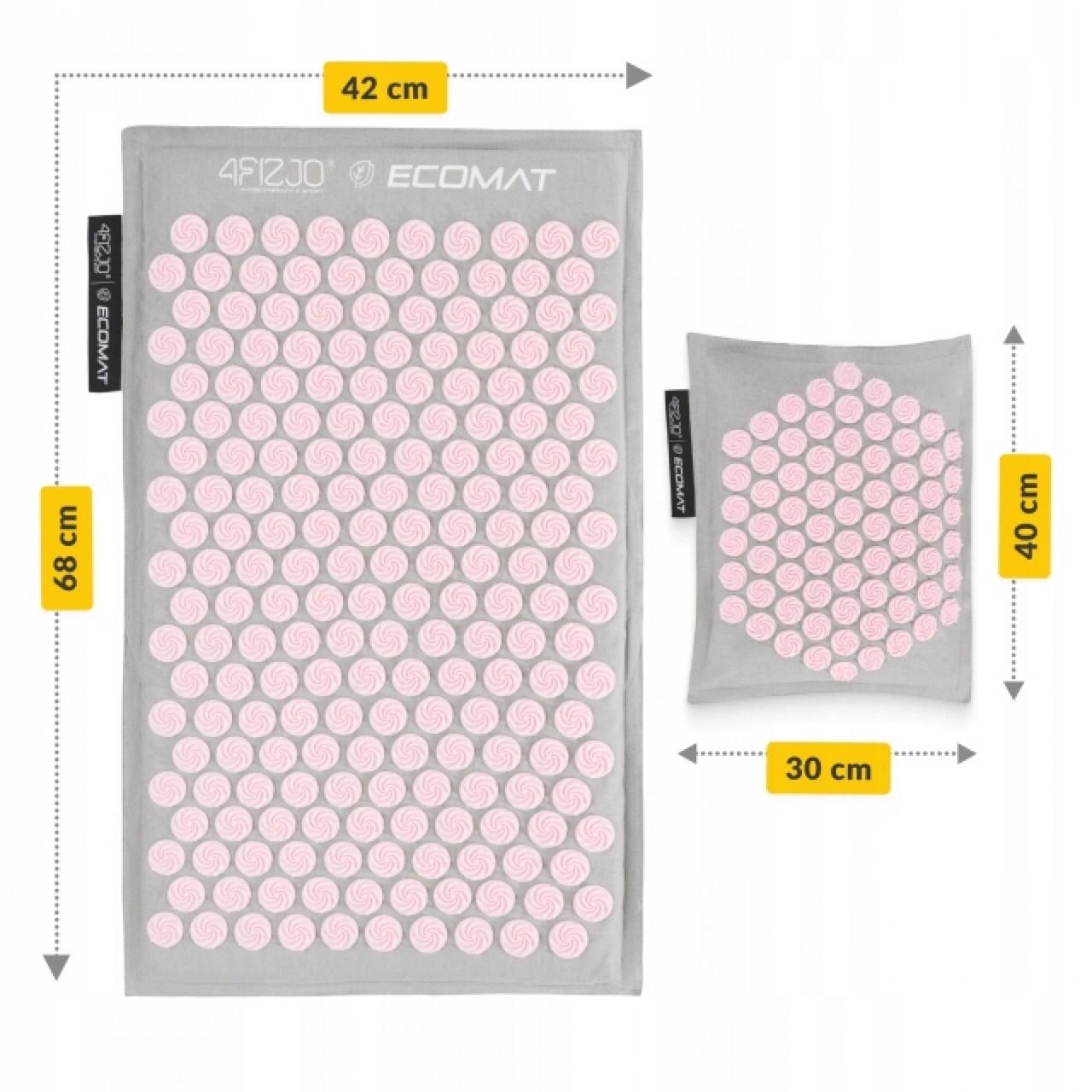 Коврик акупунктурный с подушкой 4fizjo Eco Mat аппликатор Кузнецова Grey/Pink (P-5907739312174) - фото 2