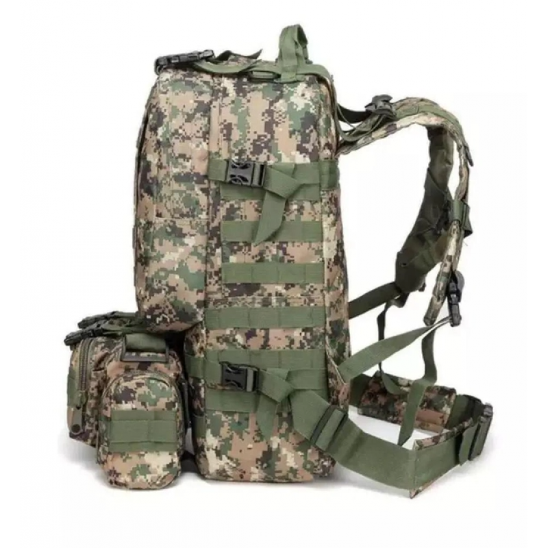 Рюкзак чоловічий з 3 підсумками Tactical Backpack B08 та туристичний з MOLLE на 55 л Піксель - фото 3