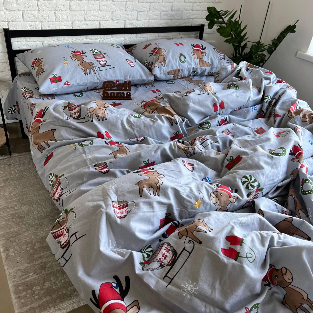 Комплект постельного белья Ell Home Помощники санты фланель на резинке двуспальный наволочки 50x70 см/70x70 см Серый (29337820) - фото 5 Комплект постельного белья Ell Home Помощники санты фланель на резинке двуспальный наволочки 50x70 см/70x70 см Серый (29337820) - фото 5