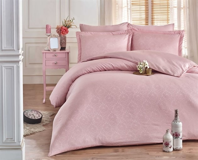 Комплект постельного белья Hobby Exclusive Sateen Diamond Damask 200х220 см/50х70 см 2 шт./70х70 см 2 шт. Пудра