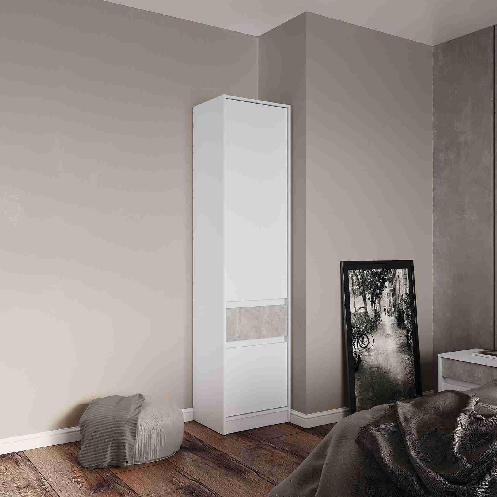 Пенал закрытый Эверест Стайл 500 50х39х203 см Белый/Бетон (09572)