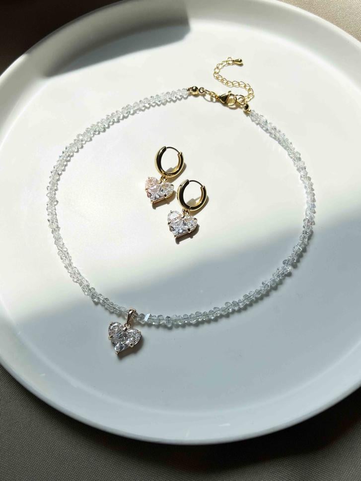 Чокер LeBijou блискучий з серцем Білий (5321)