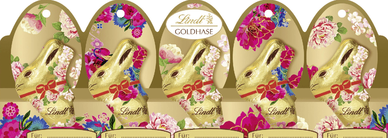 Шоколадні кролики Lindt Mini Goldhasen Rabbit Flower Edition 5 шт. 50 г (2979455896)