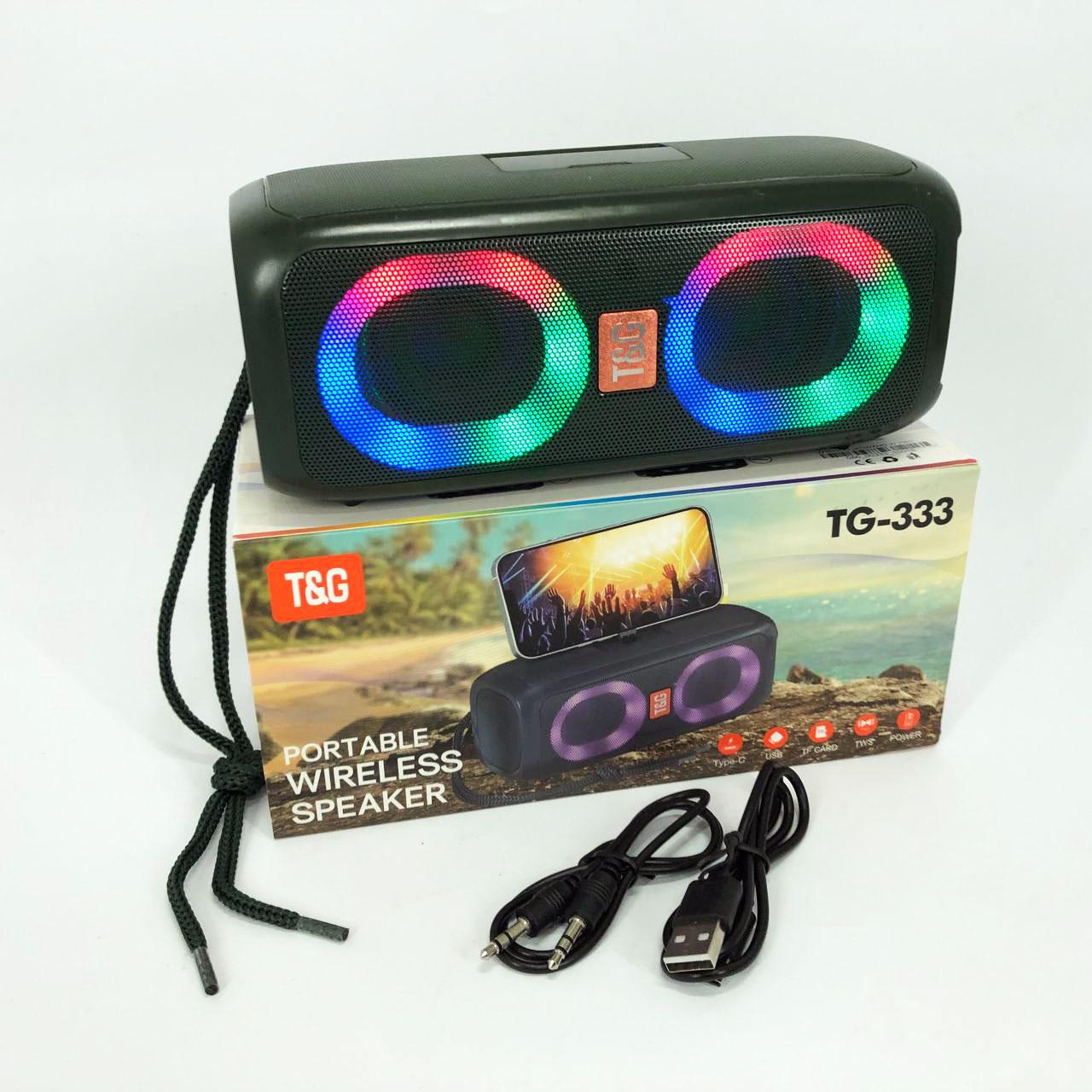 Портативна колонка TG333 2x5W з підсвічуванням RGB Зелений - фото 4 Портативна колонка TG333 2x5W з підсвічуванням RGB Зелений - фото 4