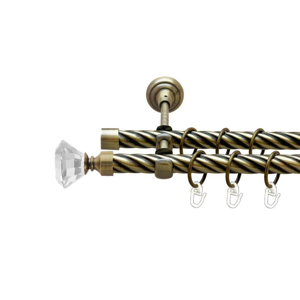 Карниз Orvit Спектралія металевий дворядний відкритий скручена труба кільце металеве 19/19 мм 300 см Антик (00-00022248)