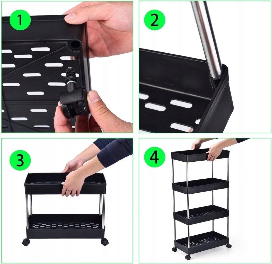 Этажерка на колесиках на колесах 4 яруса 85х35х13 см Черный (23864248) - фото 7 Этажерка на колесиках на колесах 4 яруса 85х35х13 см Черный (23864248) - фото 7