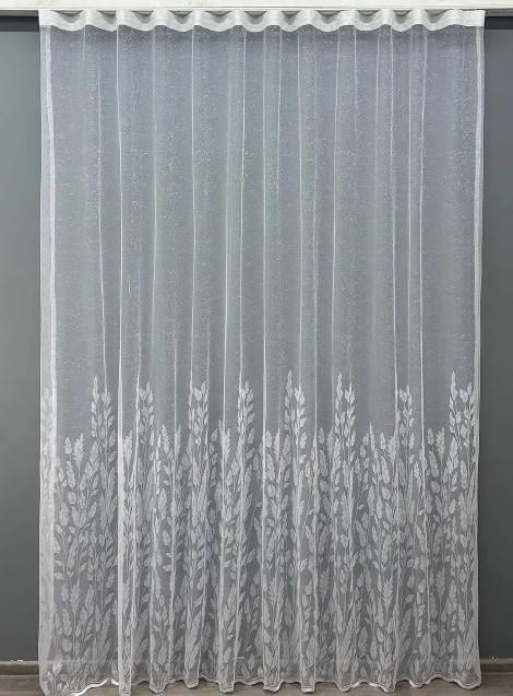 Тюль жаккард в спальню/гостиную Белый (1456т)
