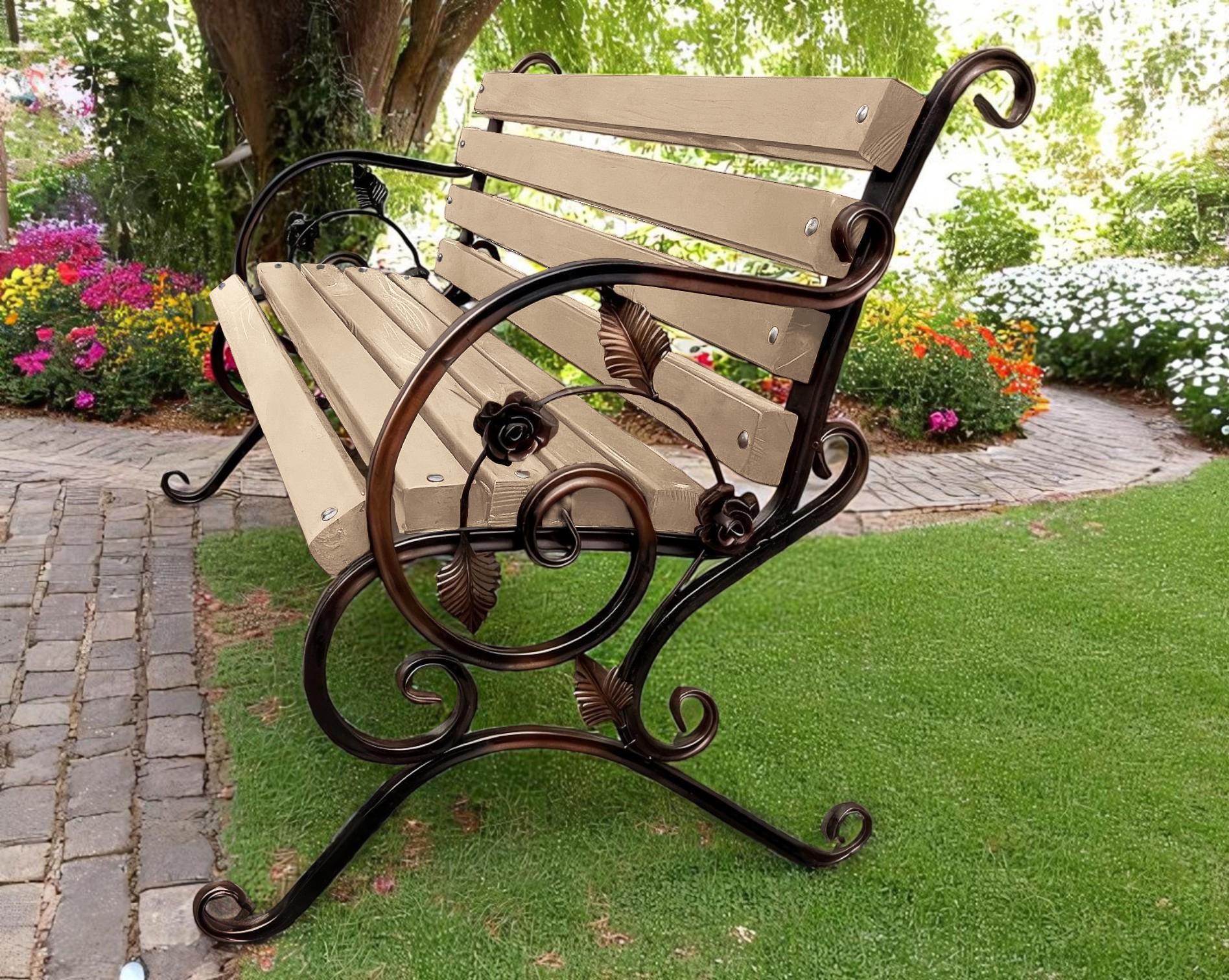 Скамейка садовая кованая Tobi Sho Камелия с подлокотниками 130 см Слоновая кость - фото 1 Скамейка садовая кованая Tobi Sho Камелия с подлокотниками 130 см Слоновая кость - фото 1