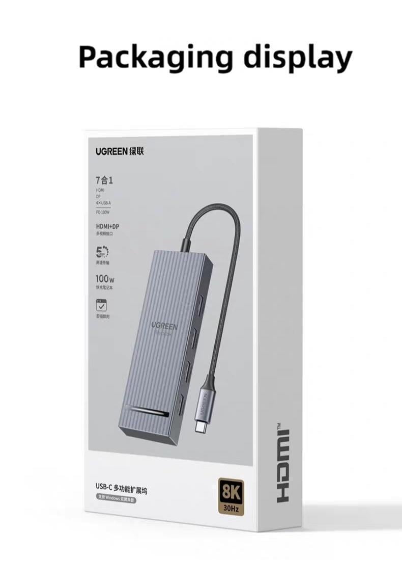 Хаб USB-C Ugreen 30 см 8K 30Hz HDMI Темно-сірий (55610) - фото 19