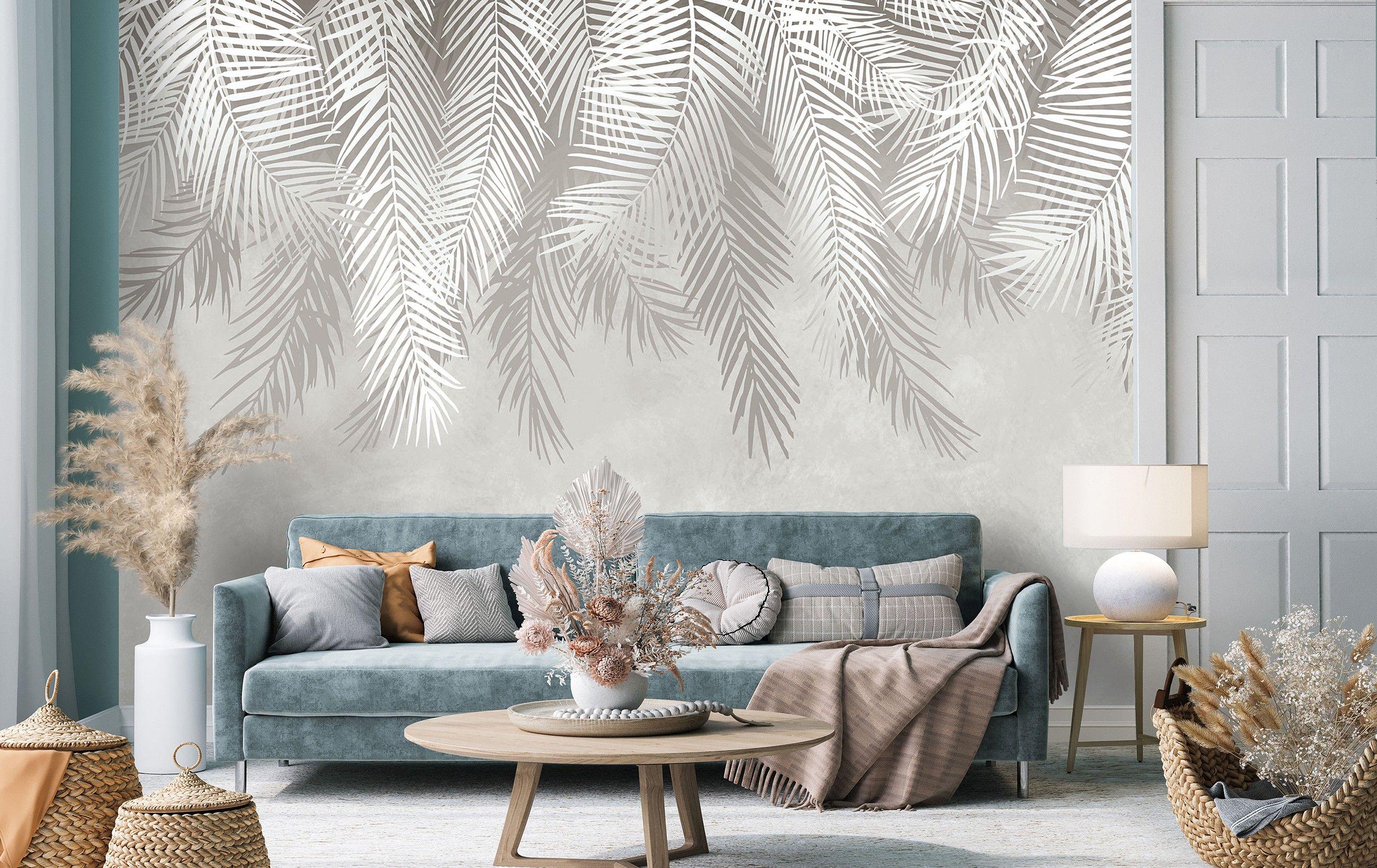 Фотошпалери флізелінові Consalnet Природа пальмове листя з клеєм 368x254 см Сіро-бежевий (13934V8-1) - фото 5 Фотошпалери флізелінові Consalnet Природа пальмове листя з клеєм 368x254 см Сіро-бежевий (13934V8-1) - фото 5