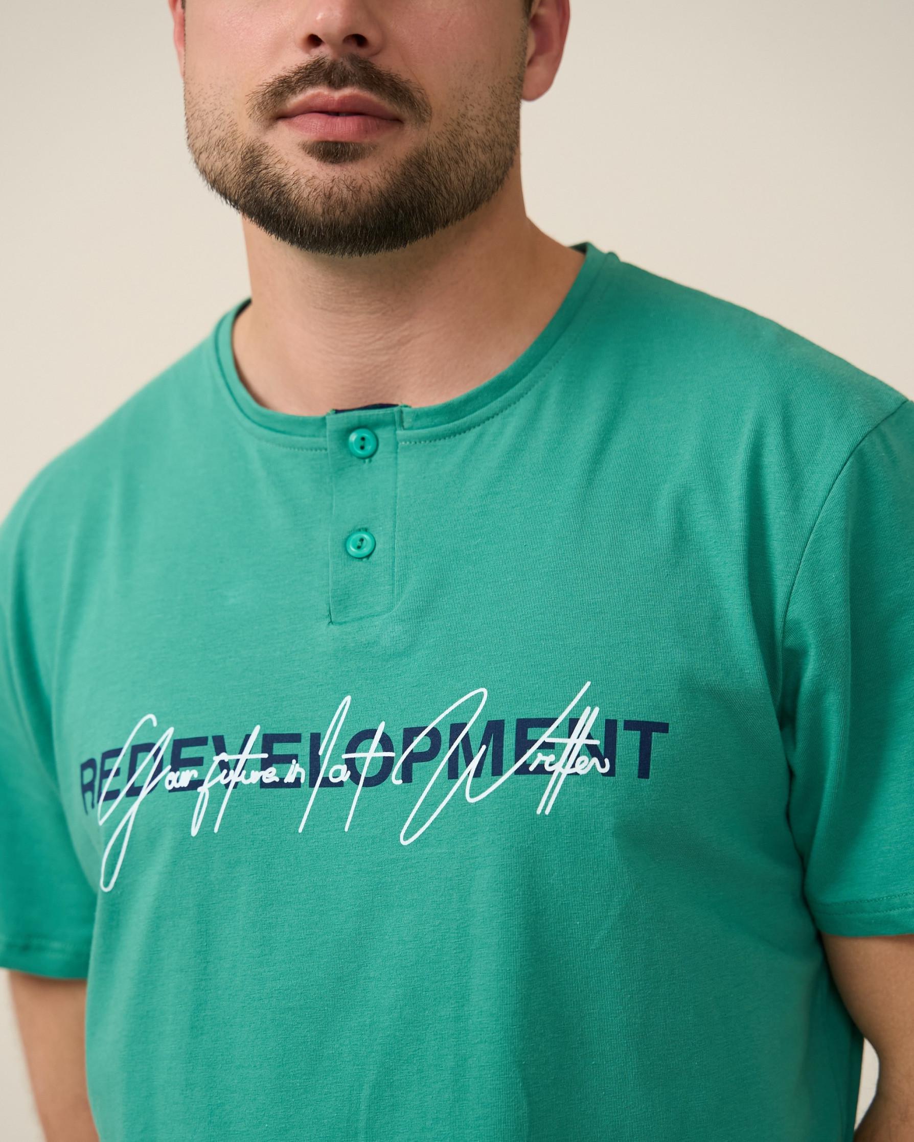 Піжама чоловіча Tom John 93935k бавовняна футболка і шорти 5XL Бірюзовий - фото 3 Піжама чоловіча Tom John 93935k бавовняна футболка і шорти 5XL Бірюзовий - фото 3