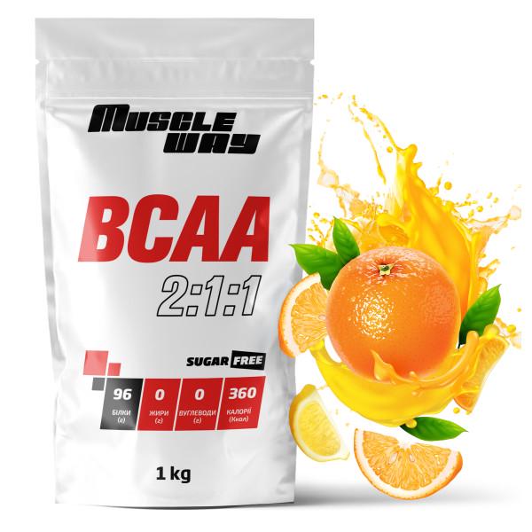 Комплекс амінокислот для росту м'язів і сушіння MuscleWay ВСАА 2:1:1 Sugar Free Апельсин в порошку на 100 порцій 1 кг (21-125-bcaa-mw-rs1.ap) - фото 1 Комплекс амінокислот для росту м'язів і сушіння MuscleWay ВСАА 2:1:1 Sugar Free Апельсин в порошку на 100 порцій 1 кг (21-125-bcaa-mw-rs1.ap) - фото 1