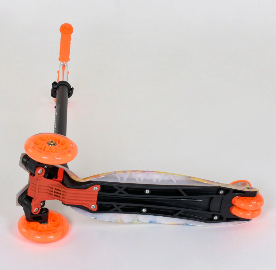 Самокат трехколесный Best Scooter Maxi пластмассовый трубка руля алюминиевая Orange/Black (83269) - фото 4