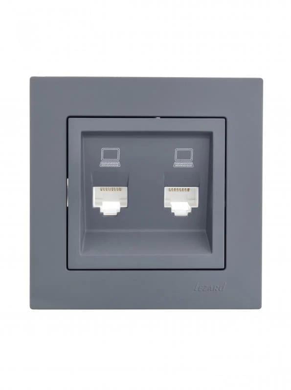 Розетка компьютерная двойная Lezard Vesna Графит (742-3488-141)