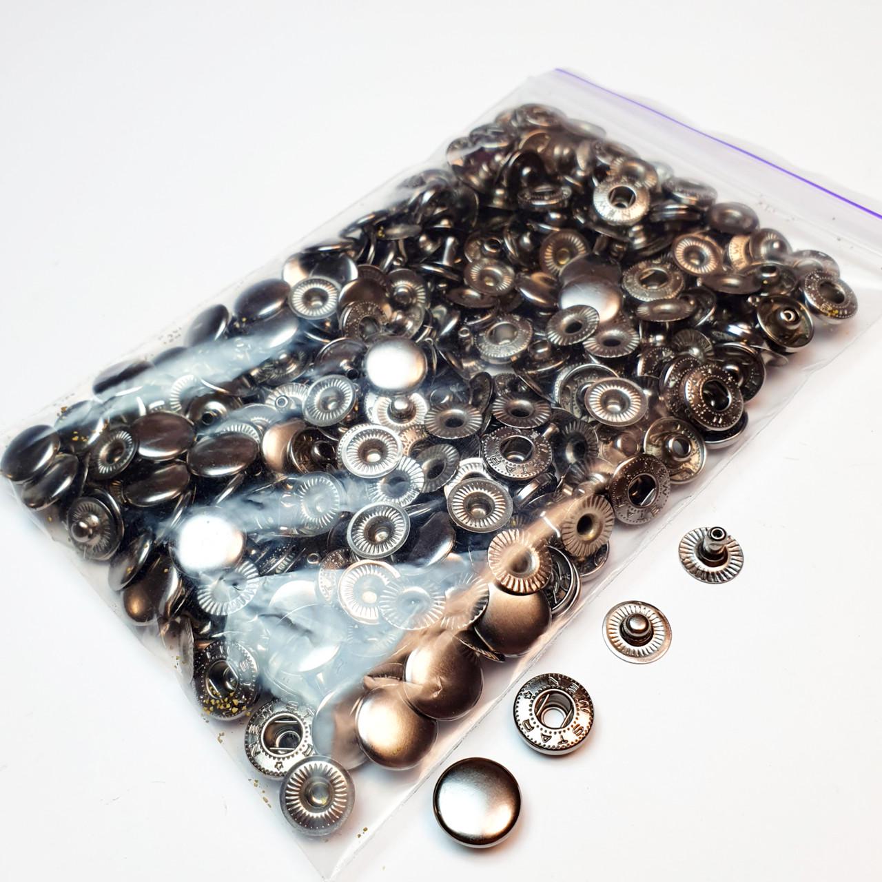 Кнопка металева Strong Alfa 12,5 мм 100 шт. Чорний нікель