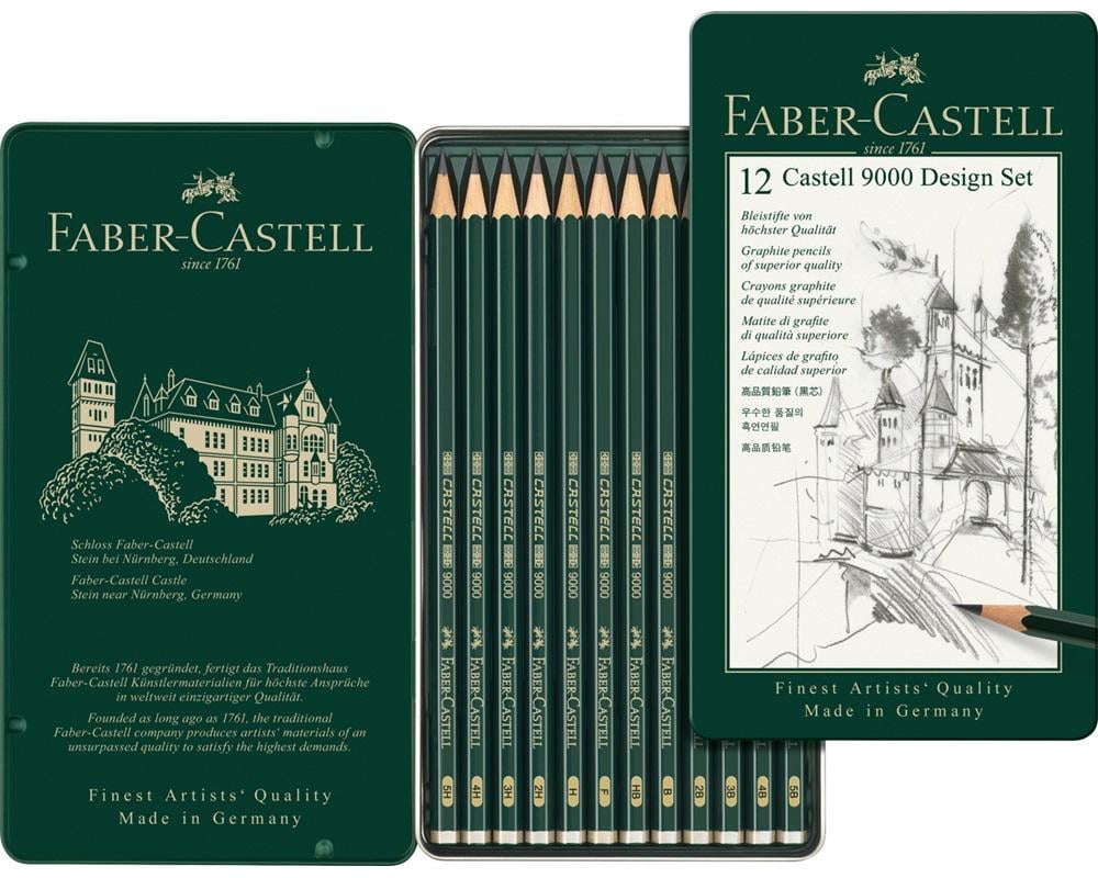 Набор чернографитных карандашей Faber-Castell 5Н-5В CASTELL 9000 металлический пенал 12 шт. (1471) Набор чернографитных карандашей Faber-Castell 5Н-5В CASTELL 9000 металлический пенал 12 шт. (1471)