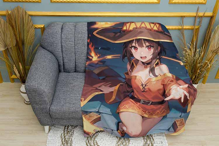 Плед Megumin with fire Konosuba плюш одношаровий 150х210 см (113740-1)