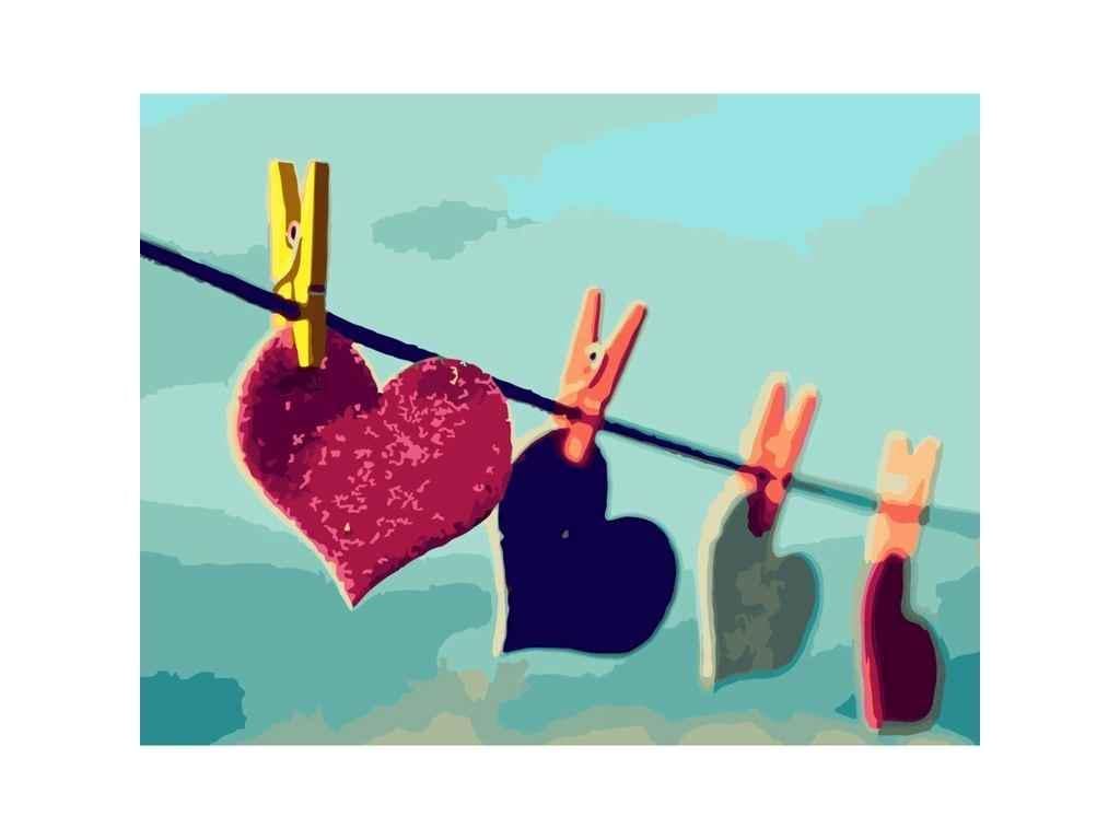 Картина за номерами Strateg Сердечка на прищіпках 40х50 см (SY6747) Картина за номерами Strateg Сердечка на прищіпках 40х50 см (SY6747)