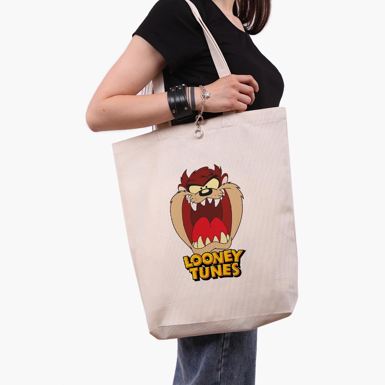 Эко сумка шоппер Taz Looney Tunes 41x39x8 см Бежевый (9227-2874-WTD)