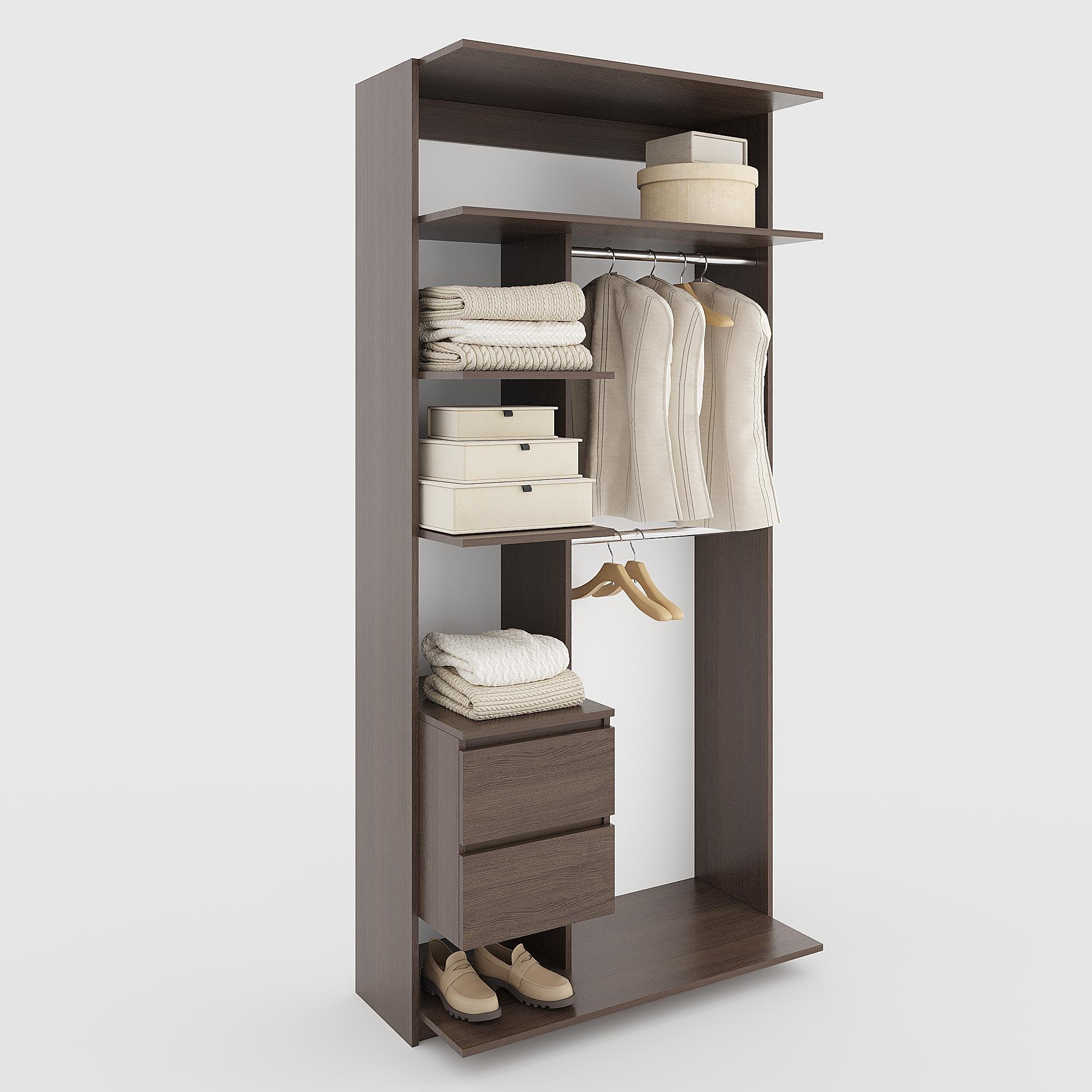 Модуль гардеробный МГ-5-8-100 со штангами полками и ящиками 2100х1000х500 мм Венге Магия (28054293)