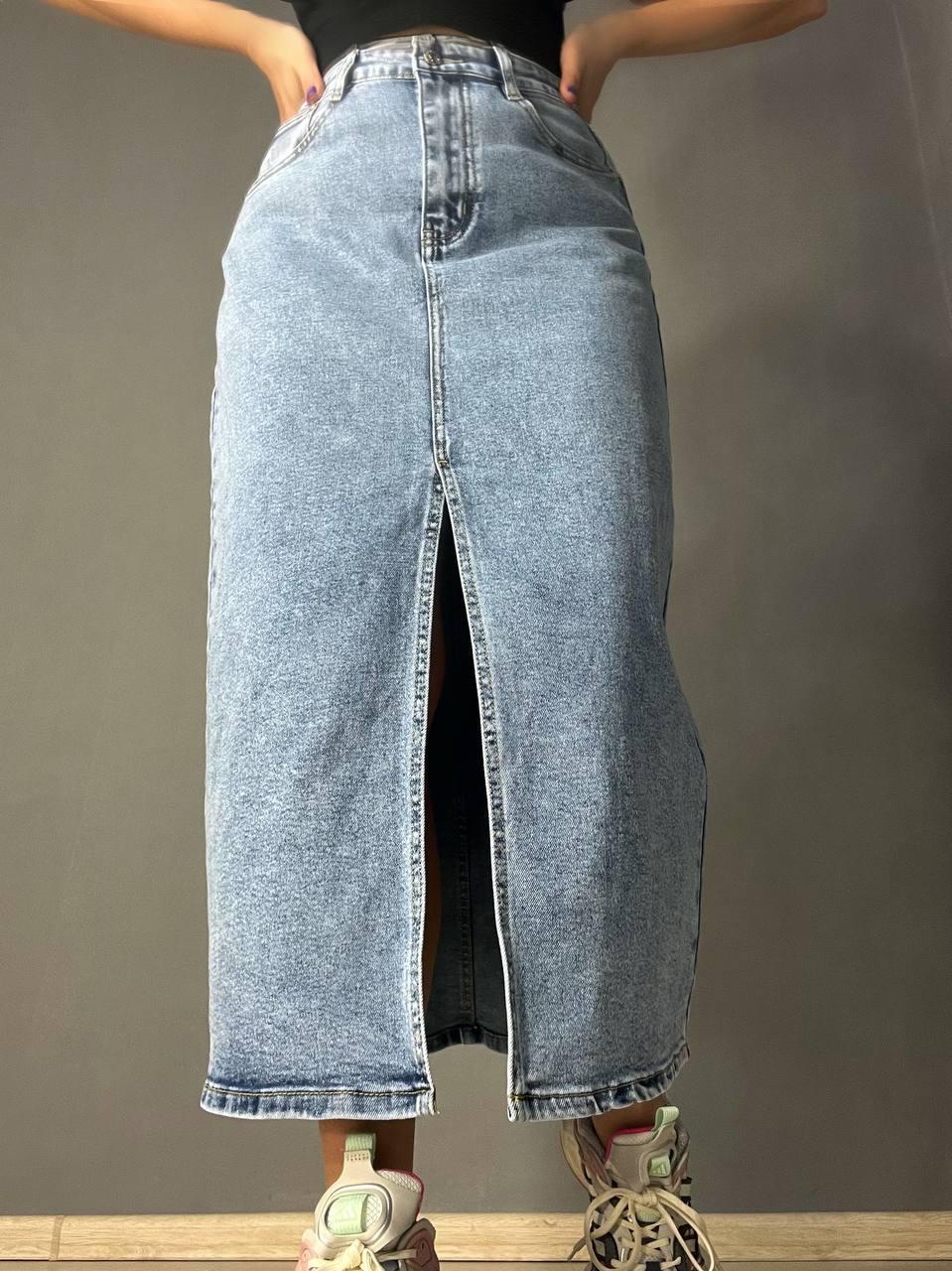 Спідниця жіноча джинсова Moss 505 довга великі розміри з розрізом стрейч р. 31 Блакитний (4056) - фото 7 Спідниця жіноча джинсова Moss 505 довга великі розміри з розрізом стрейч р. 31 Блакитний (4056) - фото 7