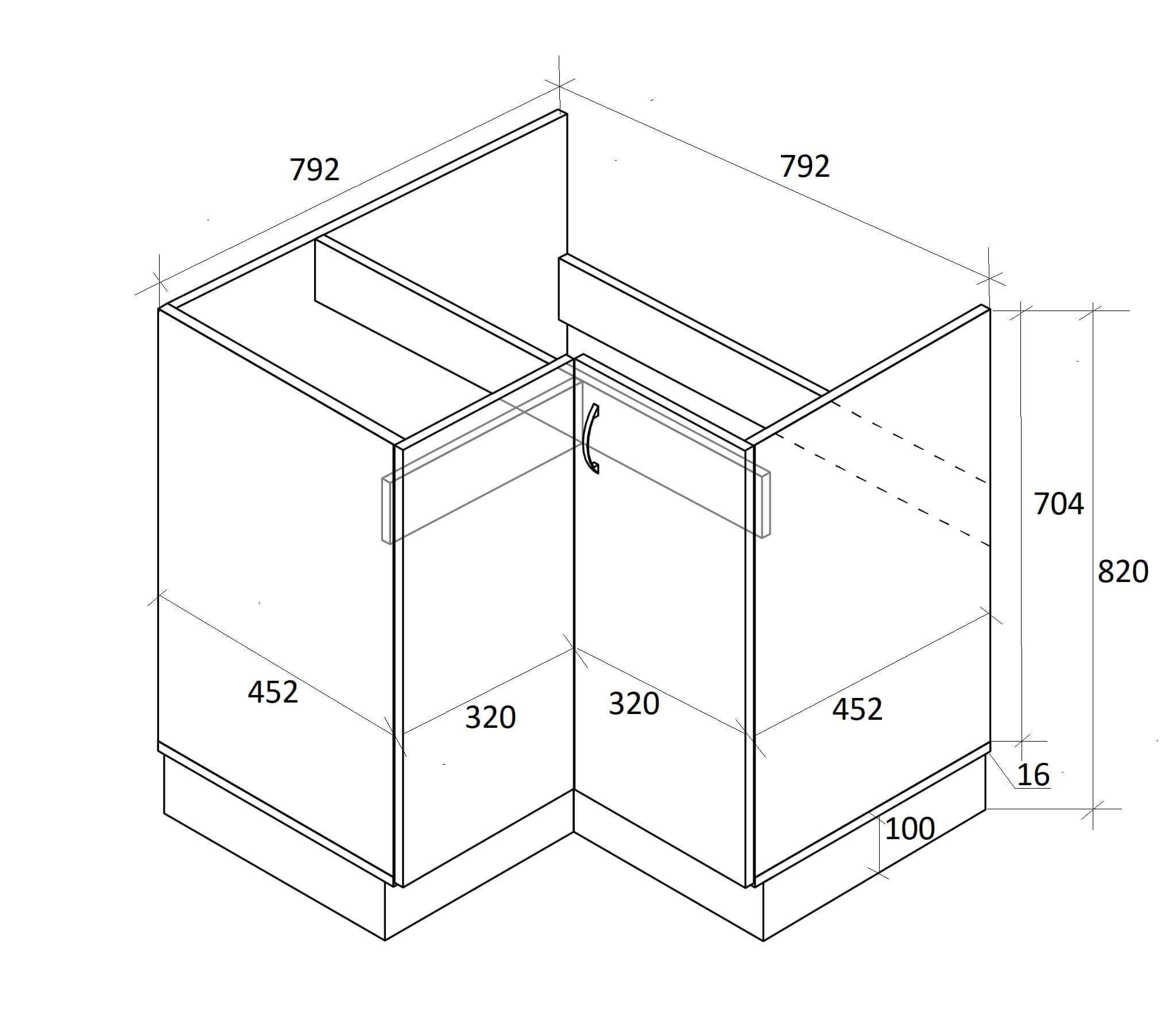 Тумба кутова кухонна МАКСІ-МЕблі під врізну мийку №2 без стільниці з фарбованими МДФ фасадами Дуб сонома/Білий (5102491) - фото 2 Тумба кутова кухонна МАКСІ-МЕблі під врізну мийку №2 без стільниці з фарбованими МДФ фасадами Дуб сонома/Білий (5102491) - фото 2