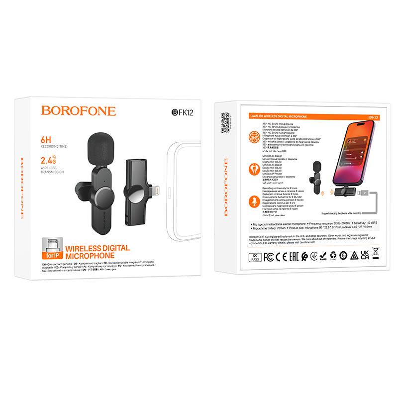 Мікрофон петличний Borofone BFK12 Lightning 2,4G Чорний (594446) - фото 8