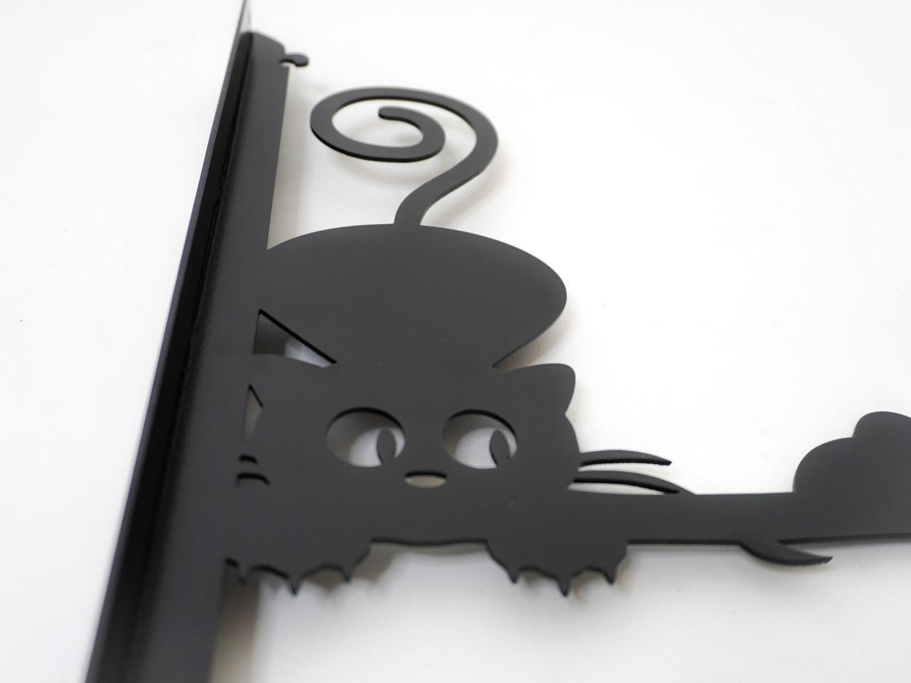 Кронштейн Кот и мышка для кашпо с цветами метал Черный (Б008) - фото 4