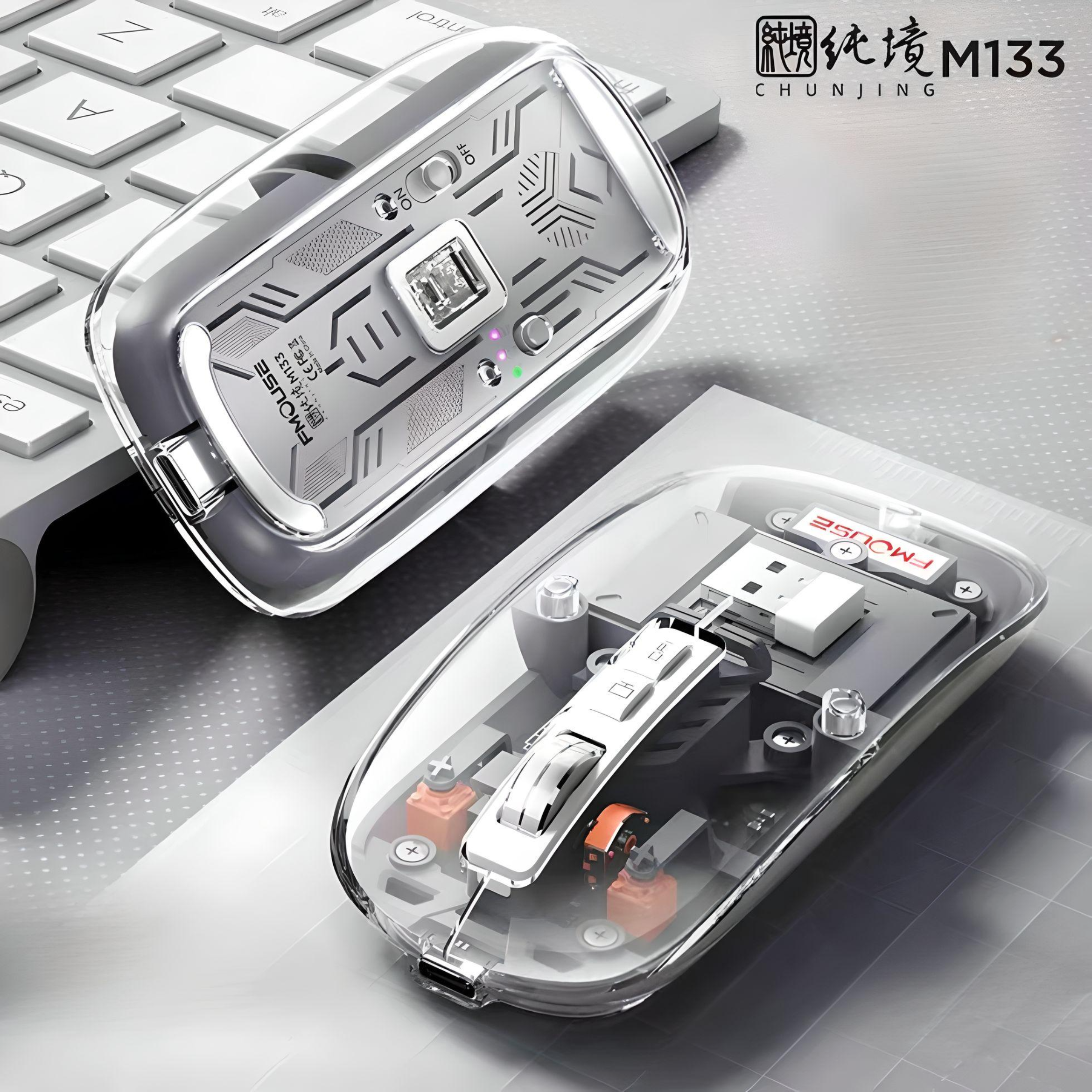 Мишка бездротова FMOUSE M133 з підсвічуванням Grey - фото 2