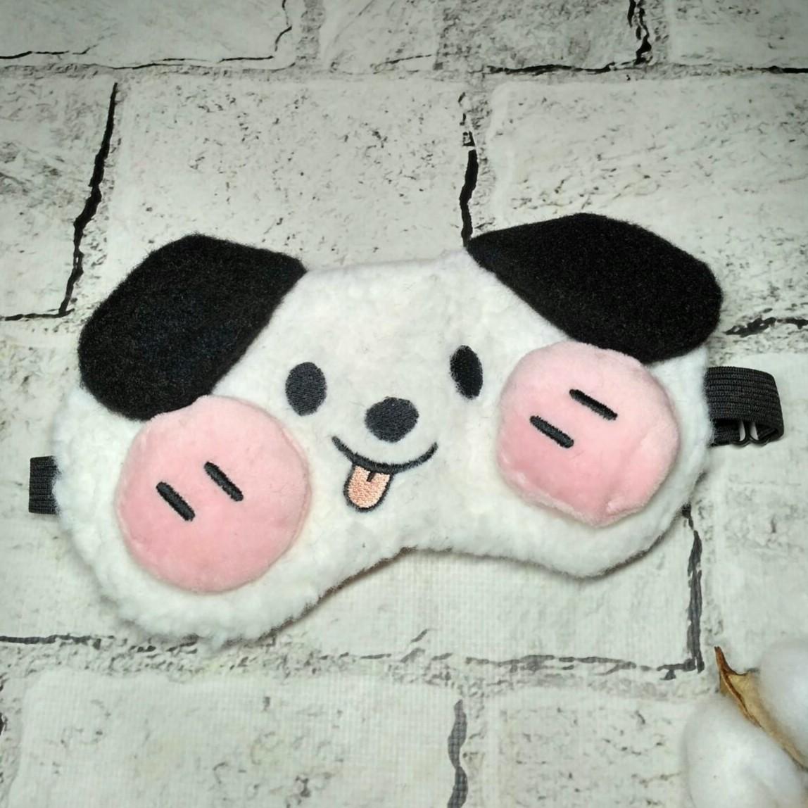 Маска для сну плюшева Собачка 18х9 см Білий (20244-6)