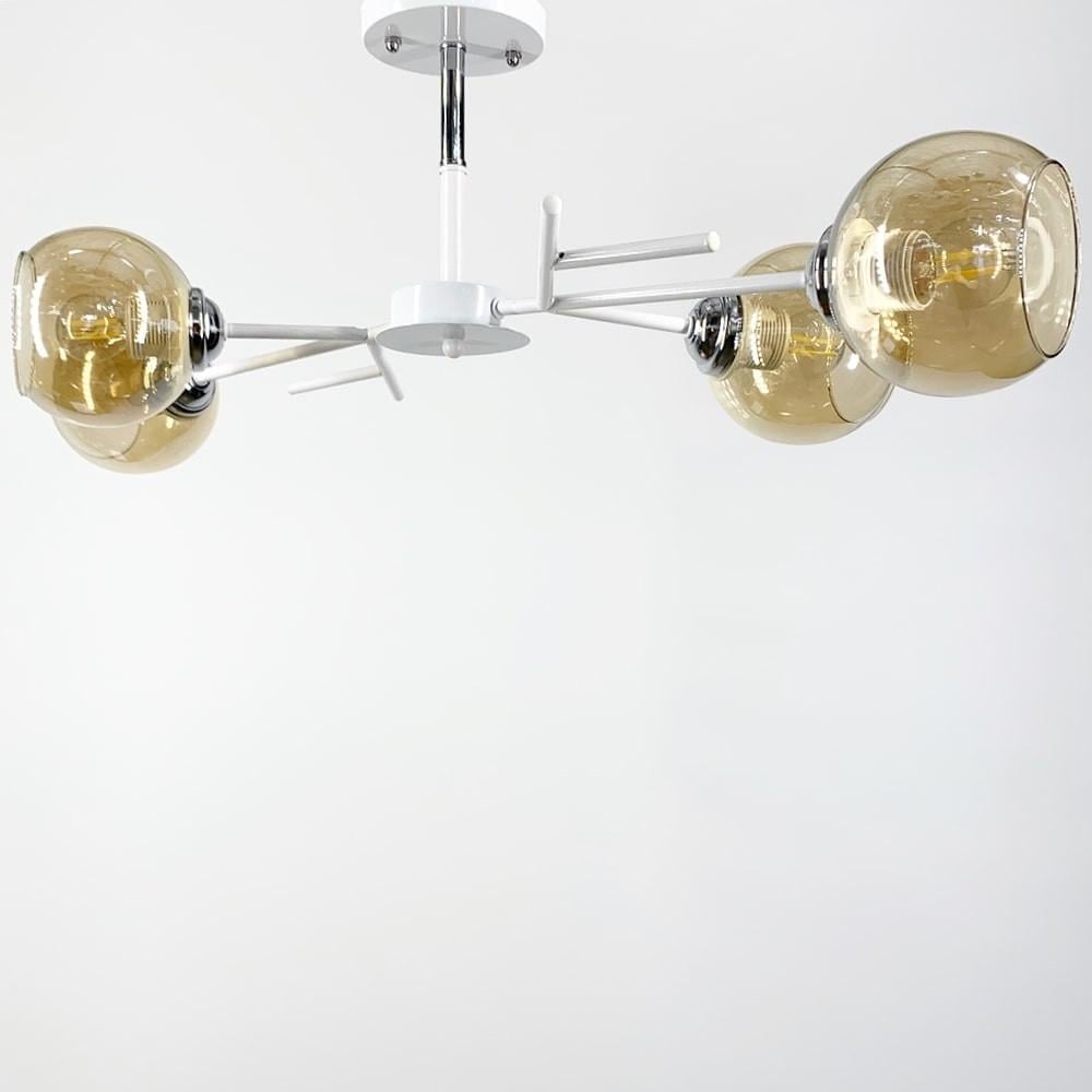 Люстра на 4 янтарных плафона 75х22 см (088N/4 WT+CH+AM) - фото 2 Люстра на 4 янтарных плафона 75х22 см (088N/4 WT+CH+AM) - фото 2