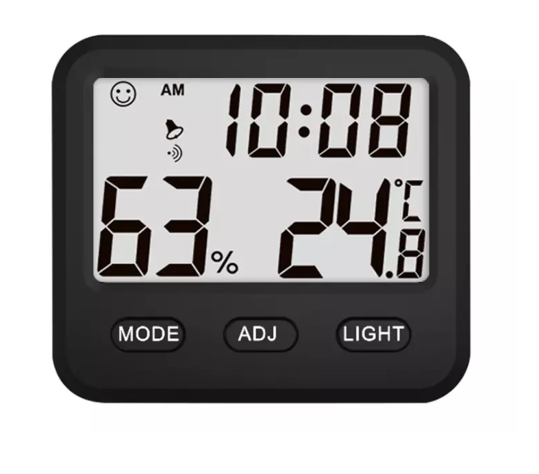 Термометр-гігрометр Міні з годинником Чорний (0526)