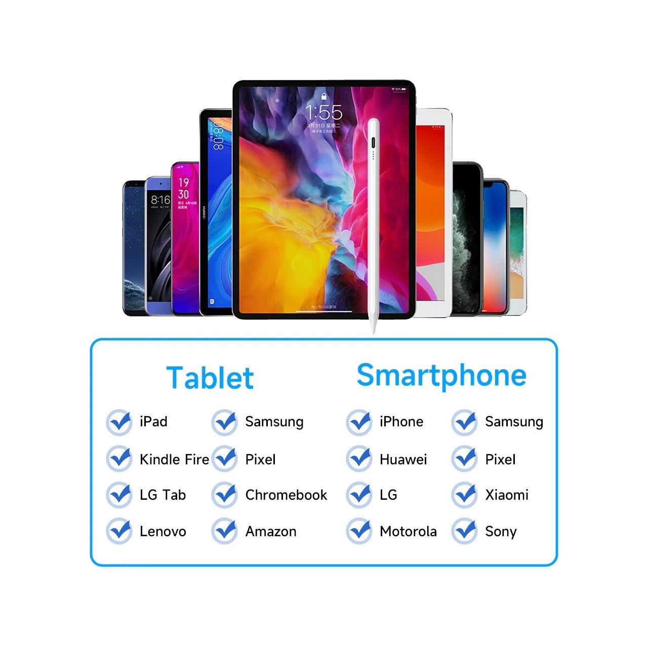 Стилус для планшета/мобильного телефона iOS/Android/Windows кейс/2 наконечника/перчатка Зеленый мятный/Бело-сиреневый (181024) - фото 2 Стилус для планшета/мобильного телефона iOS/Android/Windows кейс/2 наконечника/перчатка Зеленый мятный/Бело-сиреневый (181024) - фото 2