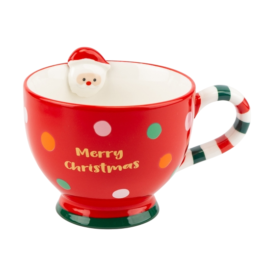 Чашка новогодняя Праздник в каждом глотке из керамики 550 мл Красный с декором (150-81-9252-012)