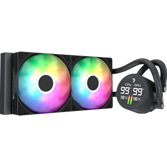 Система водяного охлаждения AeroCool Abyss L240R Digi 240 мм 280 Вт 2 вентилятора 120 мм 1800 об/мин Черный (ACLA-AD24117.11)