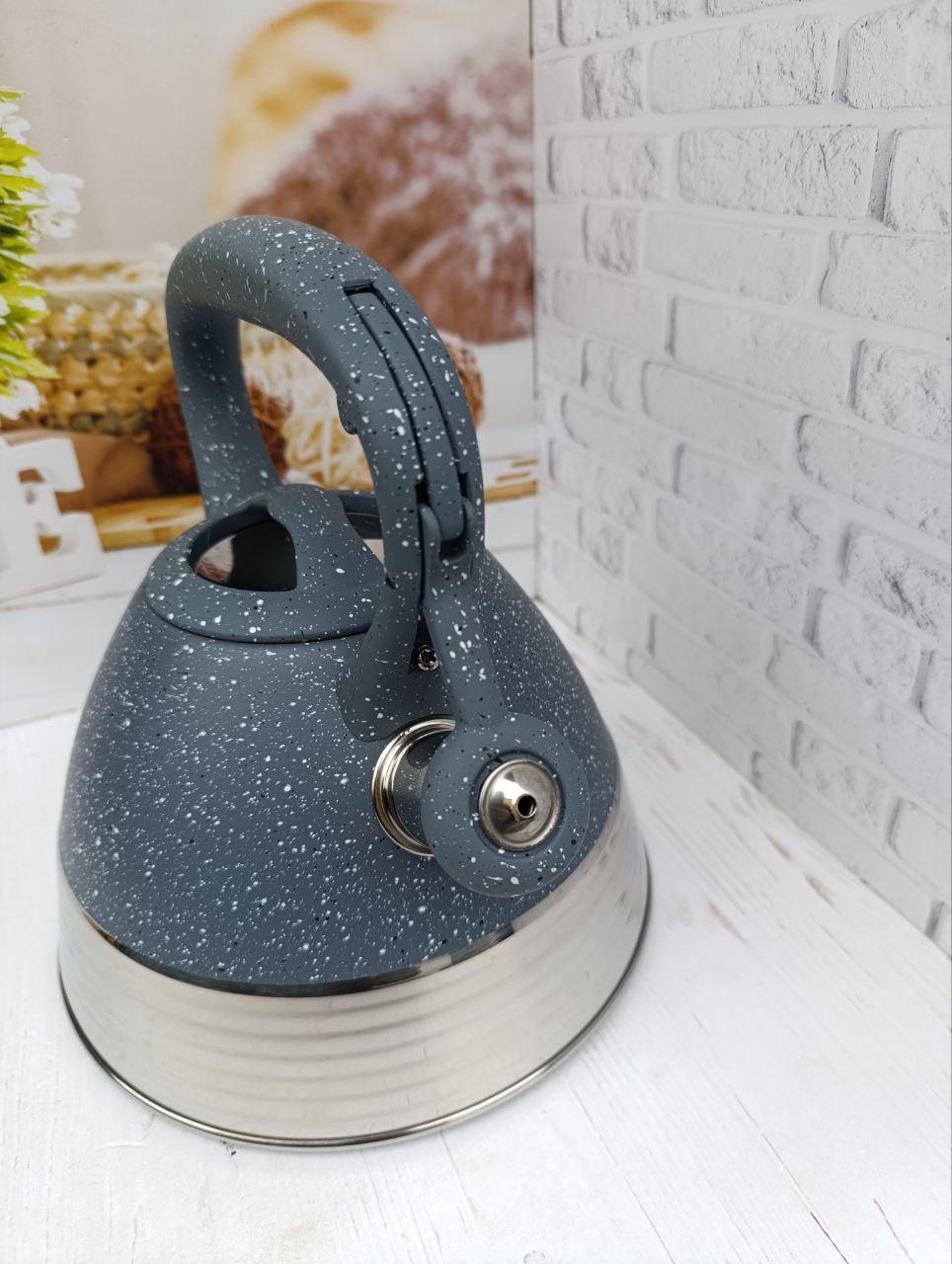 Чайник со свистком Edenberg из нержавеющей стали 3 л Серый (EB-8827-G) - фото 2 Чайник со свистком Edenberg из нержавеющей стали 3 л Серый (EB-8827-G) - фото 2